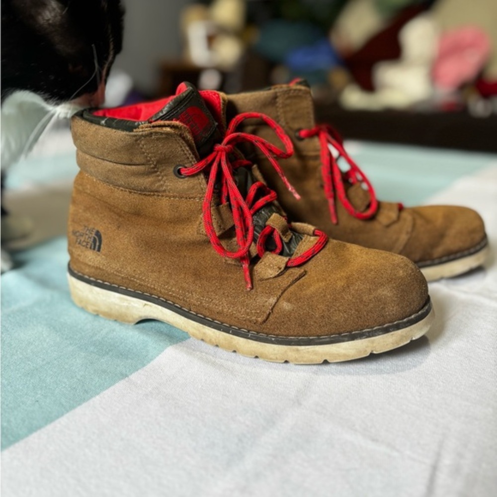 The North Face Brown Ankle Boots with Red Laces